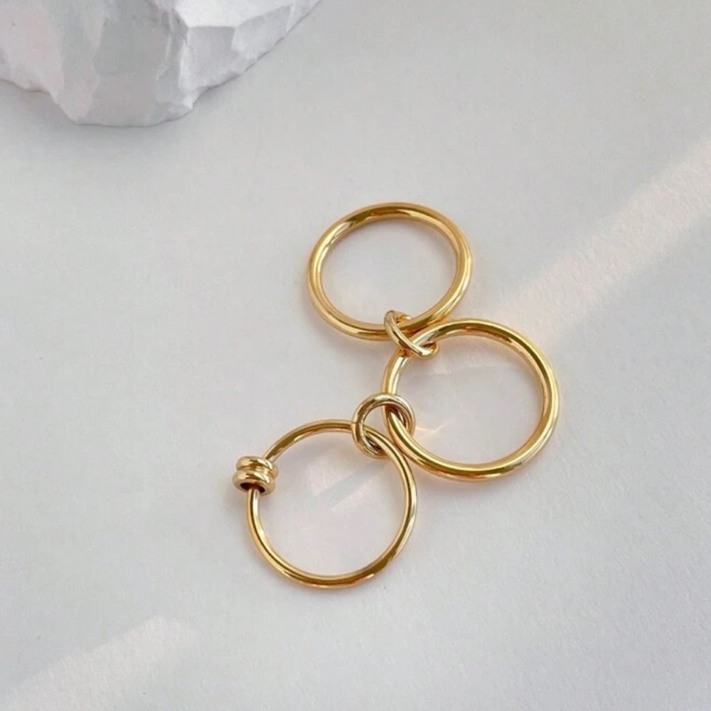 NWT 14K Gold Plated S925 Trendy Multi-Layer Circle Design Single Ring Size 8​​ - Picture 2 of 3